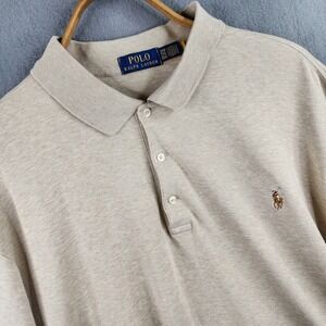 Polo Ralph Lauren Mens 2XB Beige Classic Fit Short Sleeve Shirt Embroidered Logo